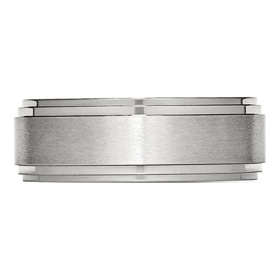 Stainless Steel 8mm Ridged Comfort-Fit Wedding Band – view 5