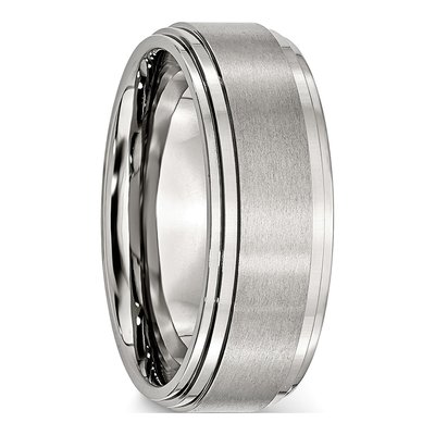 Stainless Steel 8mm Ridged Comfort-Fit Wedding Band – view 6