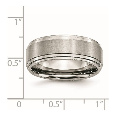 Stainless Steel 8mm Ridged Comfort-Fit Wedding Band – view 8