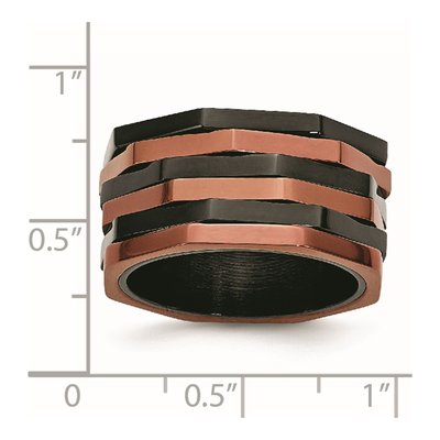 Black Stainless Steel Black Brown Spinner Ring – view 7
