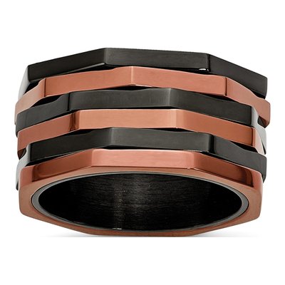 Black Stainless Steel Black Brown Spinner Ring