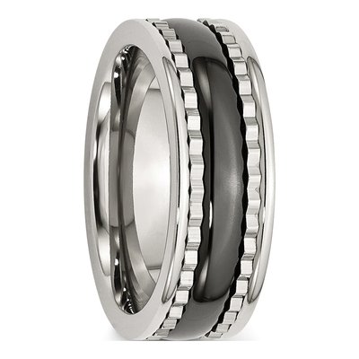 Stainless Steel 8mm Black Ceramic Wedding Band – view 5