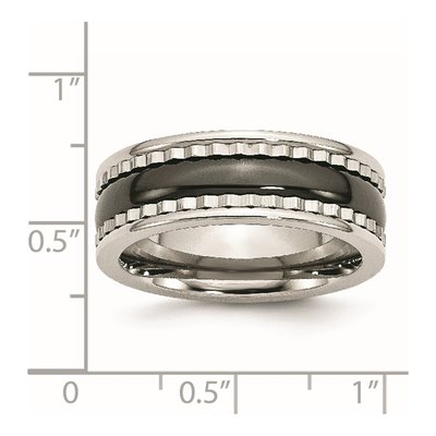 Stainless Steel 8mm Black Ceramic Wedding Band – view 7