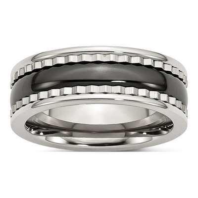 Stainless Steel 8mm Black Ceramic Wedding Band