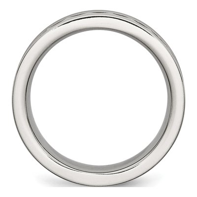 Stainless Steel 8mm Black Ceramic Faceted Wedding Band – view 3