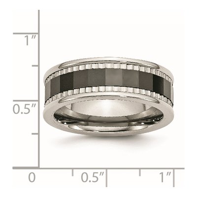 Stainless Steel 8mm Black Ceramic Faceted Wedding Band – view 7