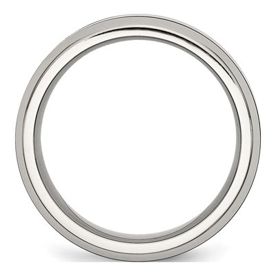 Stainless Steel 7.5mm Black Ceramic Beveled Wedding Band – view 4