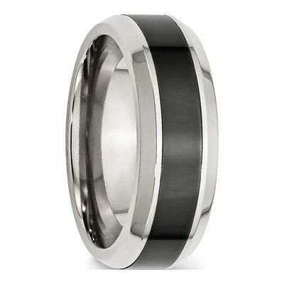 Stainless Steel 7.5mm Black Ceramic Beveled Wedding Band – view 6