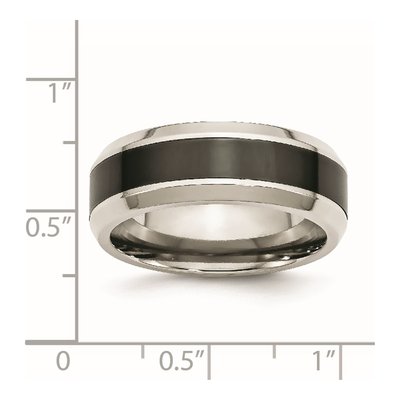Stainless Steel 7.5mm Black Ceramic Beveled Wedding Band – view 8