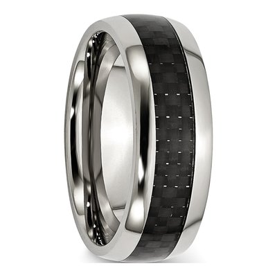 Stainless Steel 8mm Black Carbon Fiber Comfort-Fit Wedding Band – view 6