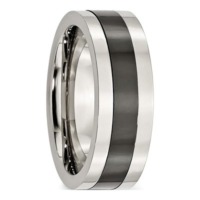 Stainless Steel 8mm Black Ceramic Wedding Band – view 5