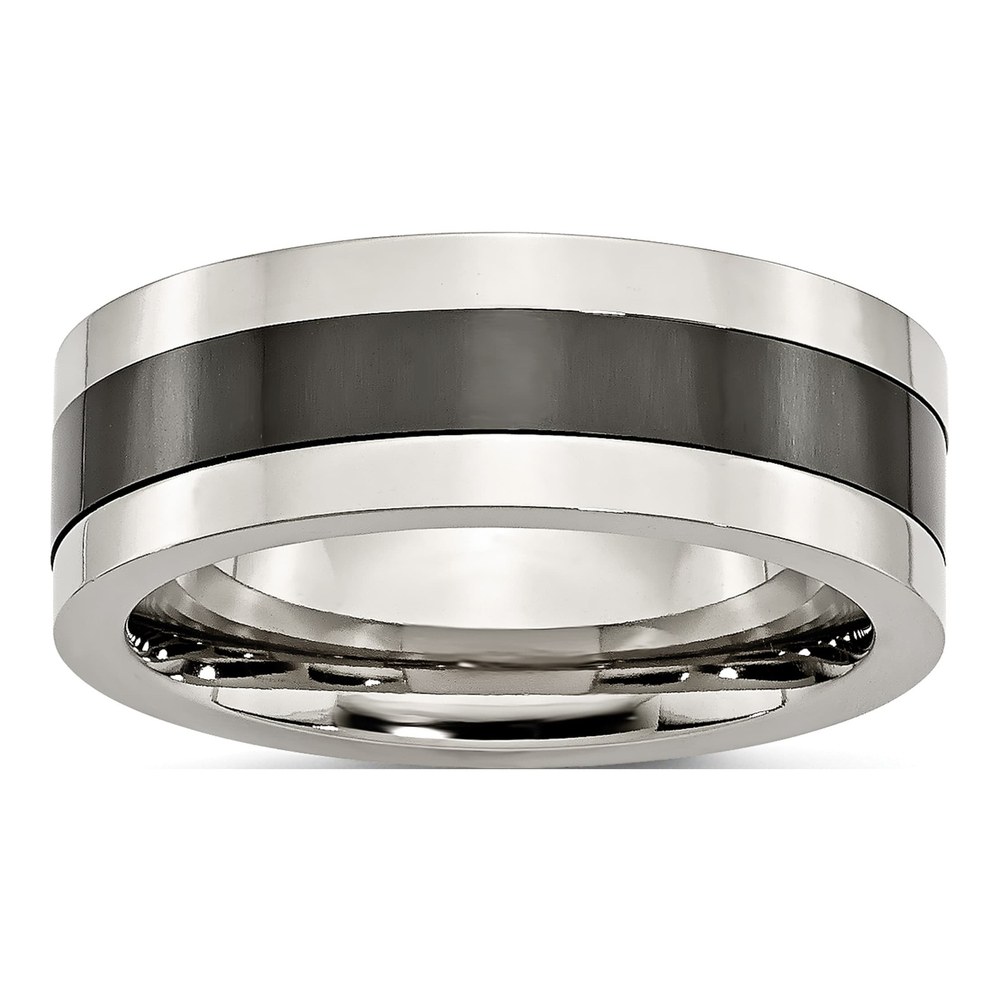 Stainless Steel 8mm Black Ceramic Wedding Band