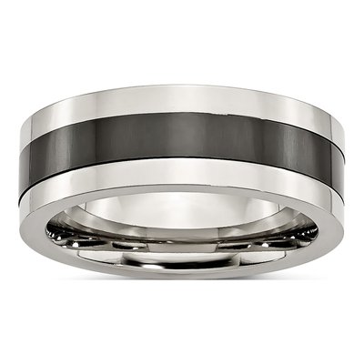 Stainless Steel 8mm Black Ceramic Wedding Band