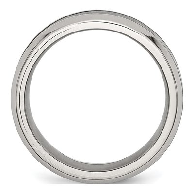 Stainless Steel 8mm Black Ceramic Beveled Wedding Band – view 4