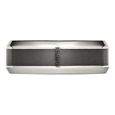 Stainless Steel 8mm Black Ceramic Beveled Wedding Band – view 5