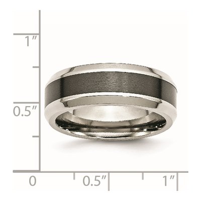 Stainless Steel 8mm Black Ceramic Beveled Wedding Band – view 8