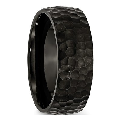 Black Stainless Steel 8mm Hammered Wedding Band – view 6