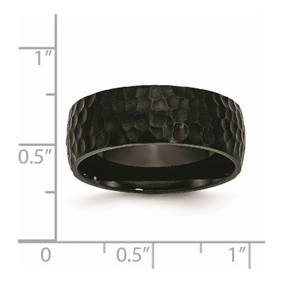 Black Stainless Steel 8mm Hammered Wedding Band – view 8