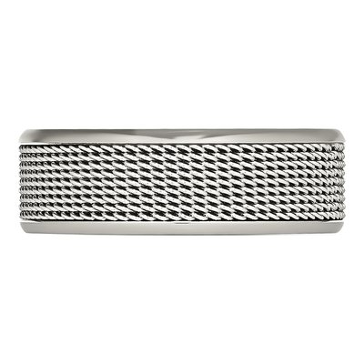 Stainless Steel 8mm Mesh Center Wedding Band – view 4