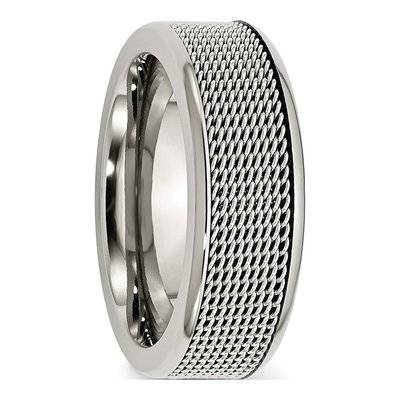 Stainless Steel 8mm Mesh Center Wedding Band – view 5