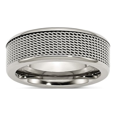 Stainless Steel 8mm Mesh Center Wedding Band