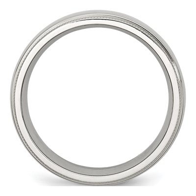 Stainless Steel 8mm Grooved Beaded Wedding Band – view 4