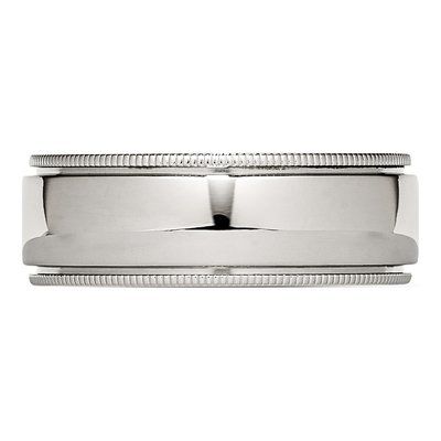 Stainless Steel 8mm Grooved Beaded Wedding Band – view 5