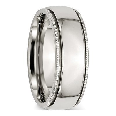Stainless Steel 8mm Grooved Beaded Wedding Band – view 6
