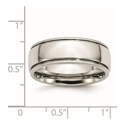 Stainless Steel 8mm Grooved Beaded Wedding Band – view 8