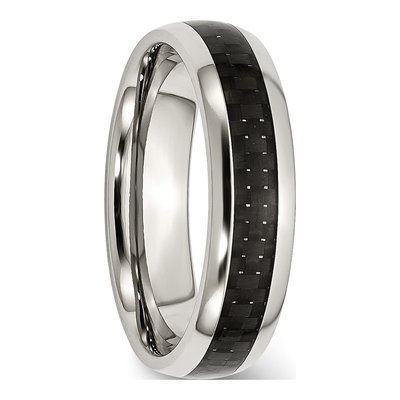 Stainless Steel 6mm Black Carbon Fiber Wedding Band – view 6