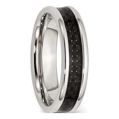Stainless Steel 6mm Black Carbon Fiber Wedding Band – view 6