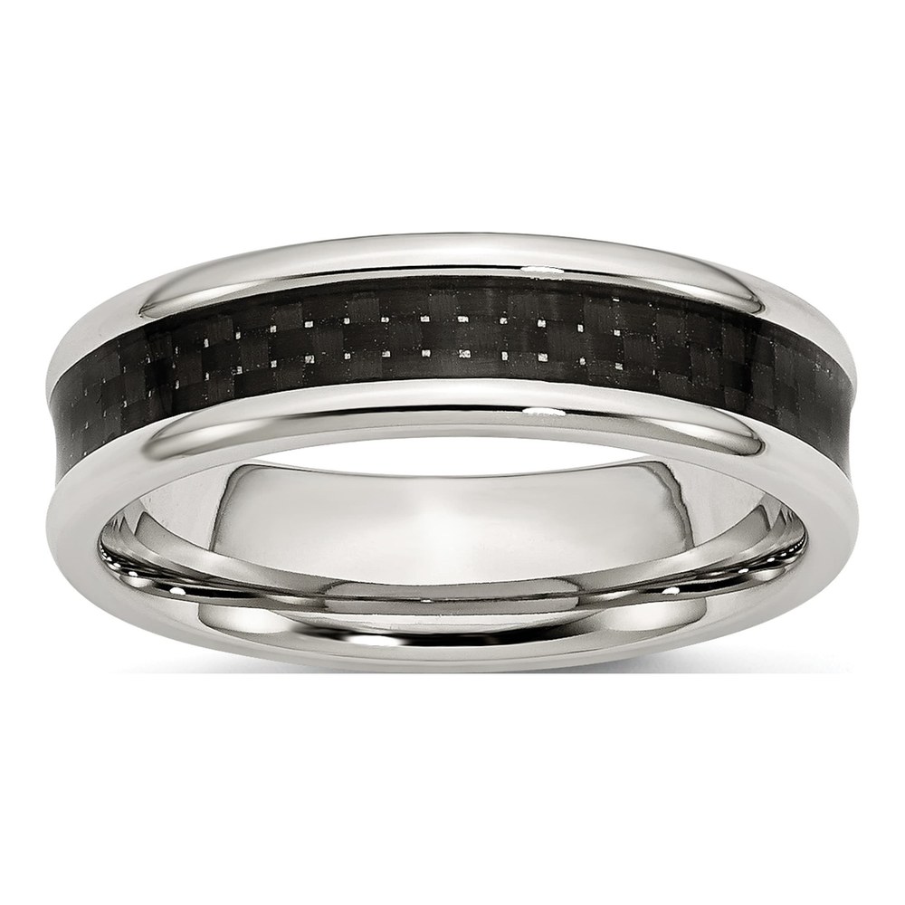 Stainless Steel 6mm Black Carbon Fiber Wedding Band