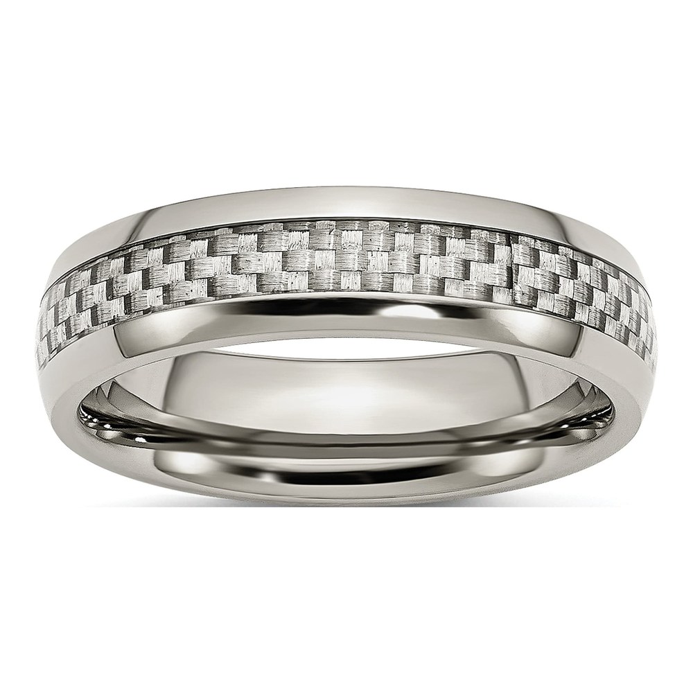 Men's Stainless Steel Carbon Fiber Wedding Band, 6mm