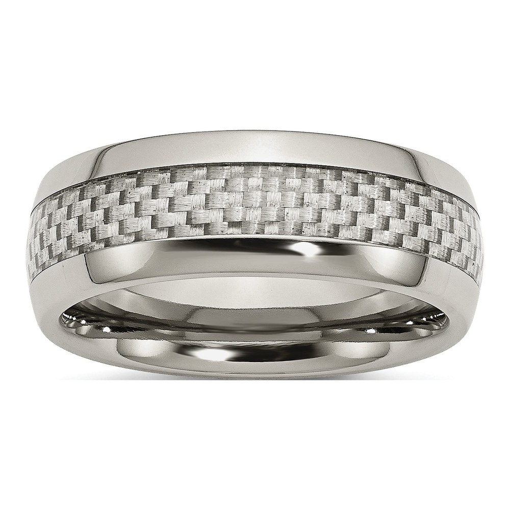 Stainless Steel 8mm Carbon Fiber Wedding Band