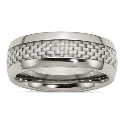 Stainless Steel 8mm Carbon Fiber Wedding Band