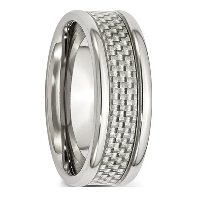 Stainless Steel 8mm Carbon Fiber Wedding Band – view 5