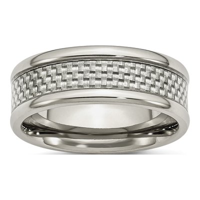 Stainless Steel 8mm Carbon Fiber Wedding Band
