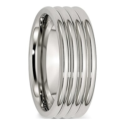 Stainless Steel 8mm Grooved Comfort-Fit Wedding Band – view 8