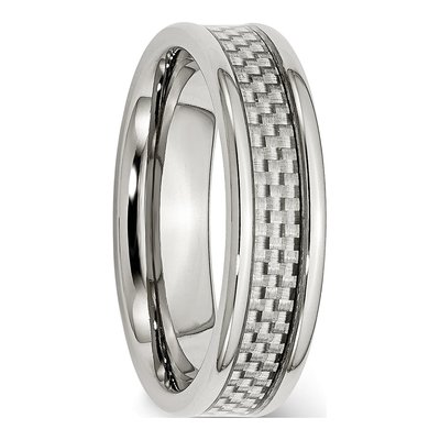 Stainless Steel 6mm Carbon Fiber Wedding Band – view 5