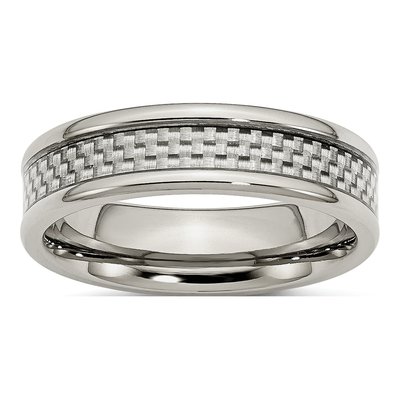 Stainless Steel 6mm Carbon Fiber Wedding Band