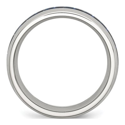 Stainless Steel 8mm Blue Carbon Fiber Comfort-Fit Wedding Band – view 3