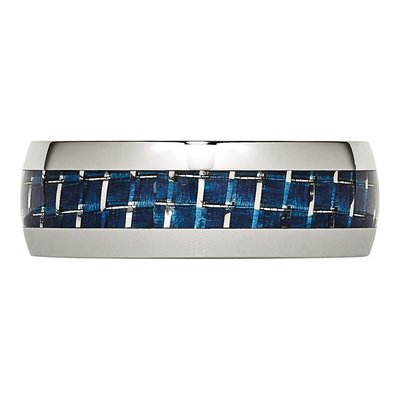 Stainless Steel 8mm Blue Carbon Fiber Comfort-Fit Wedding Band – view 4