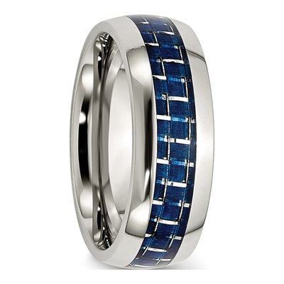 Stainless Steel 8mm Blue Carbon Fiber Comfort-Fit Wedding Band – view 5