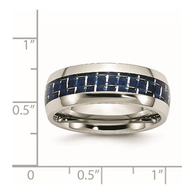 Stainless Steel 8mm Blue Carbon Fiber Comfort-Fit Wedding Band – view 7