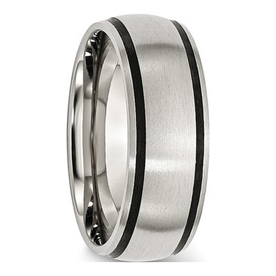 Stainless Steel 8mm Black Rubber Wedding Band – view 6