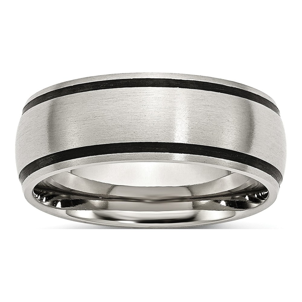 Stainless Steel 8mm Black Rubber Wedding Band