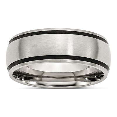 Stainless Steel 8mm Black Rubber Wedding Band
