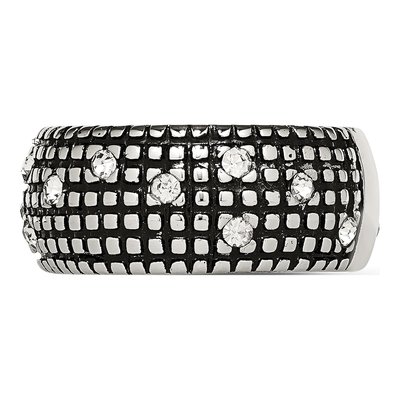 Stainless Steel Antiqued Crystal Band Ring | Chisel – view 4