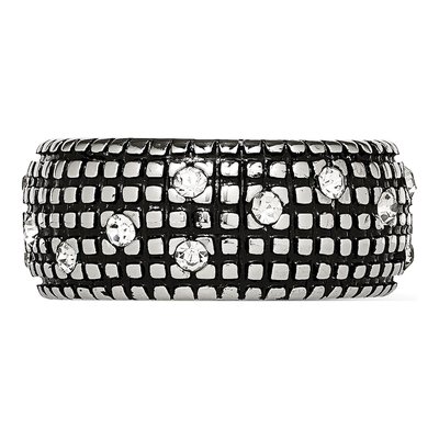 Stainless Steel Antiqued Crystal Band Ring | Chisel – view 5
