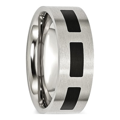 Stainless Steel 8mm Black Rubber Wedding Band – view 6